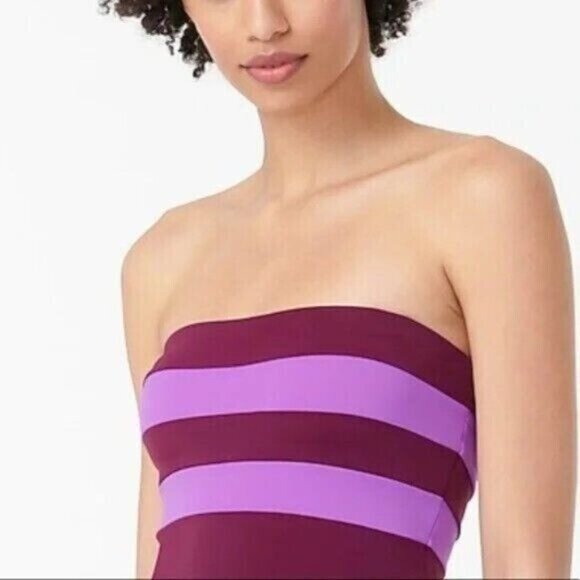 J.CREW One Piece Swimsuit Plus Size 24 Colorblock Bandeau Straps Lilac AX966 NEW - Picture 4 of 8